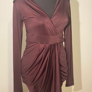 Revamped Long Sleeve Wine Dress